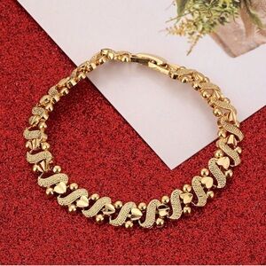 Gold Plated Stainless Steel Textured Heart Bracelet